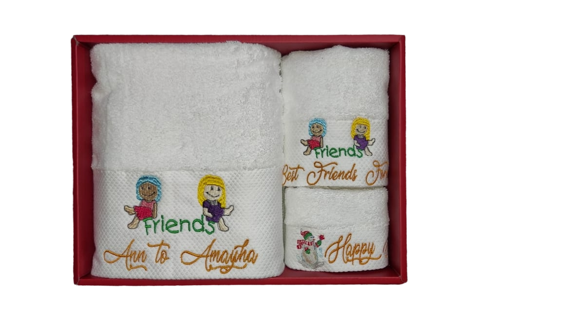 3Pieces Best Friend Ever embroidery Towel gift sets