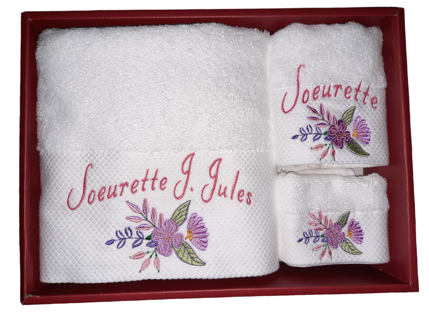 3Pieces Bird Flowers embroidery Towel gift sets