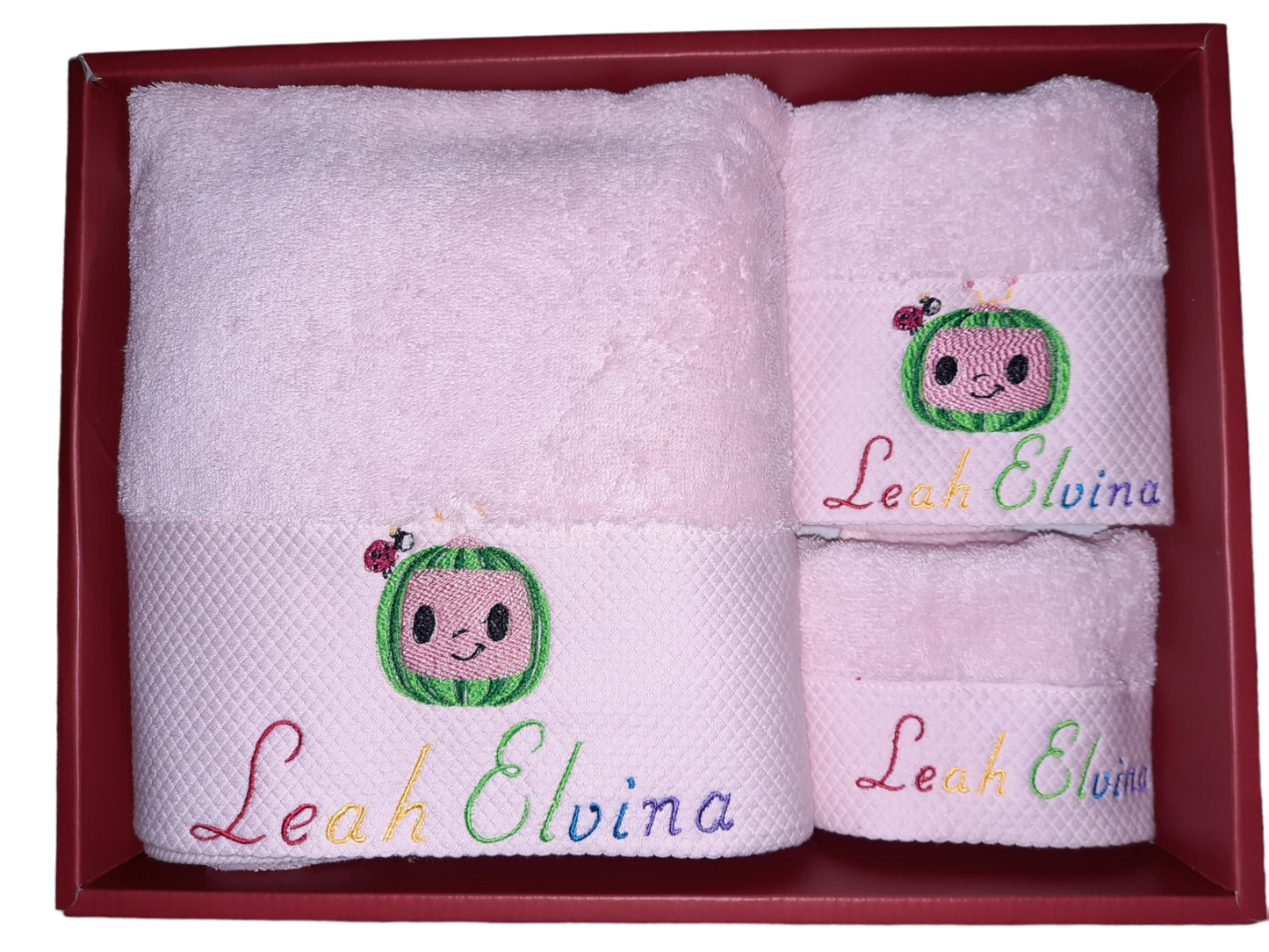 of 3Pieces Cocomelon embroidery Towel gift sets