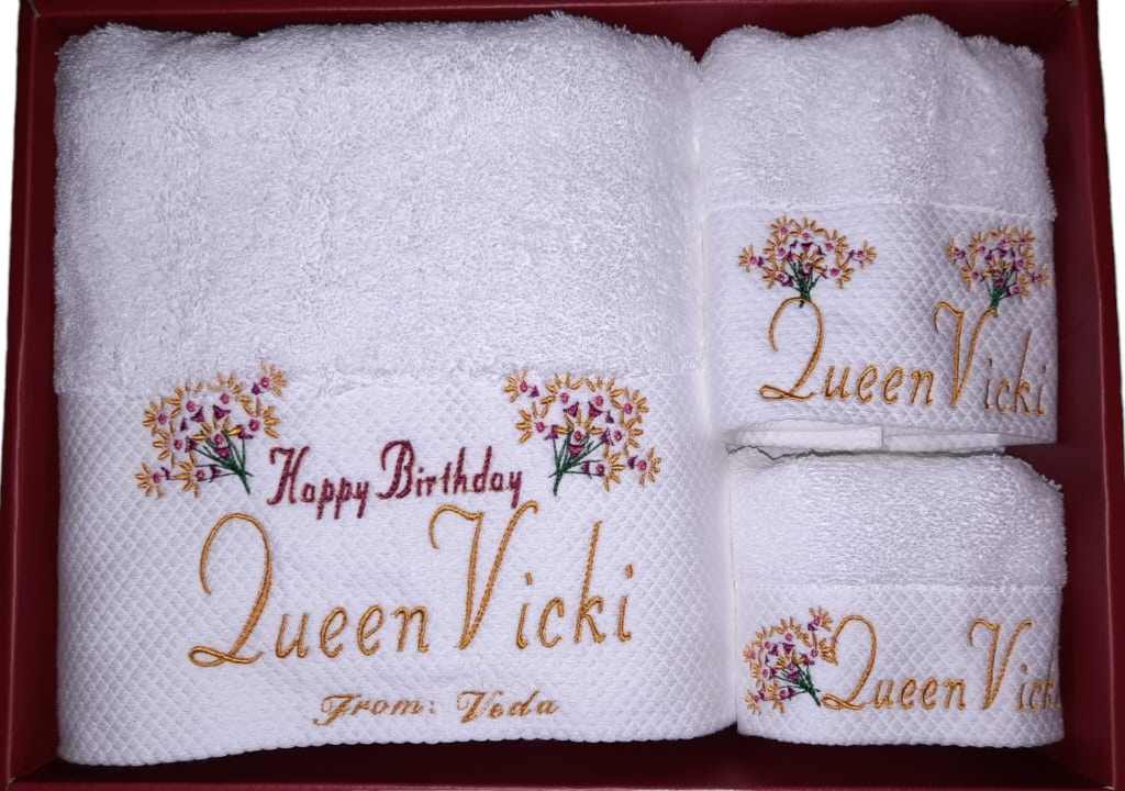 3Pieces Bouquet embroidery Towel gift sets