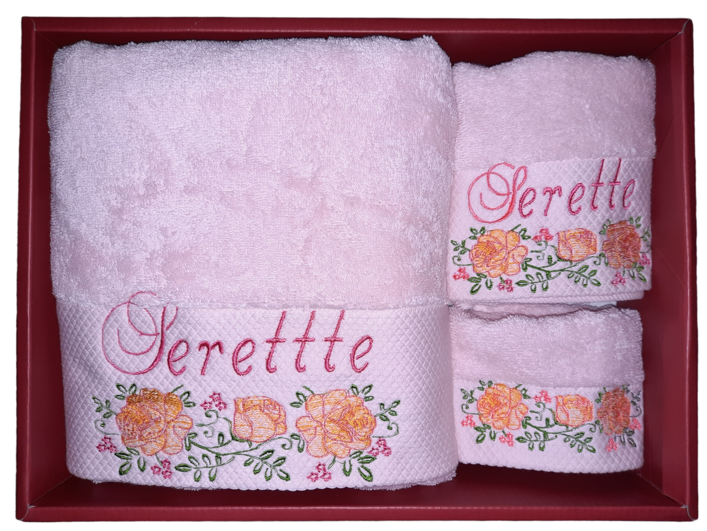 3 Pieces Sweet-Roses Embroidery towels