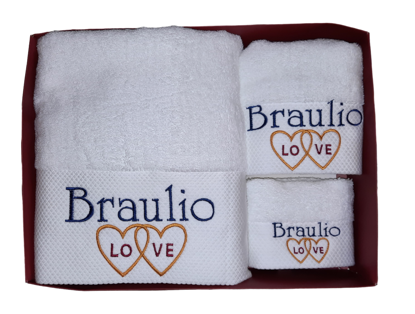 3 pieces Love Heart Embroidery towels