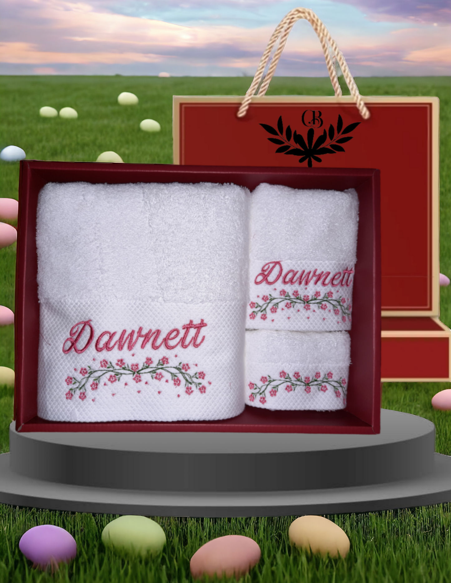 3 Pieces Dawnet-Roses Embroidery towels