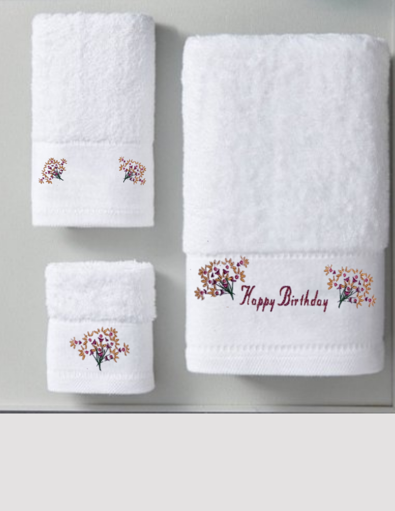 3Pieces Bouquet embroidery Towel gift sets