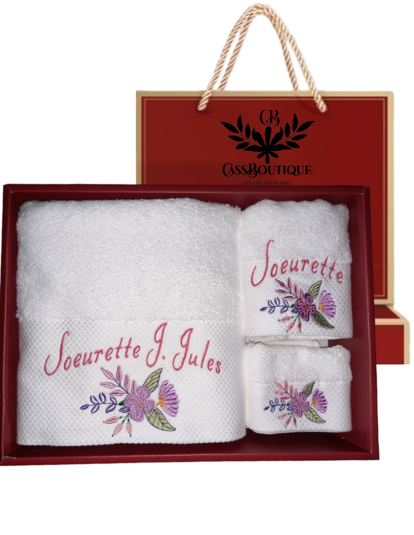 3Pieces Bird Flowers embroidery Towel gift sets