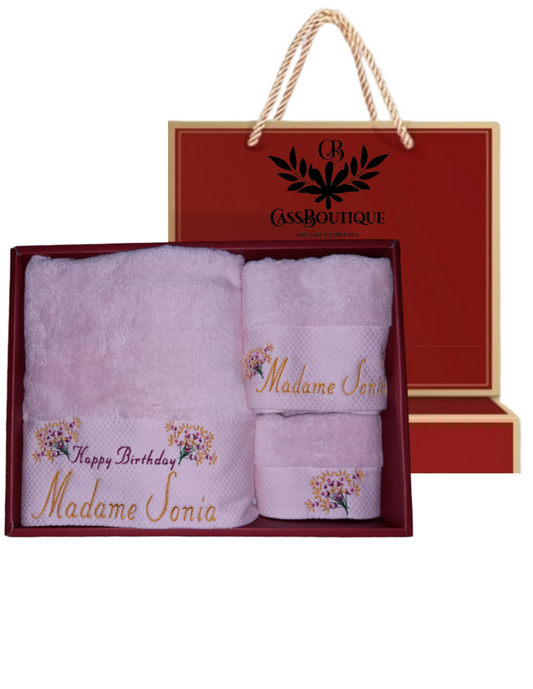 3Pieces Bouquet embroidery Towel gift sets