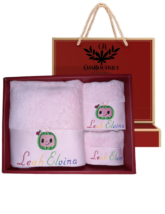 of 3Pieces Cocomelon embroidery Towel gift sets