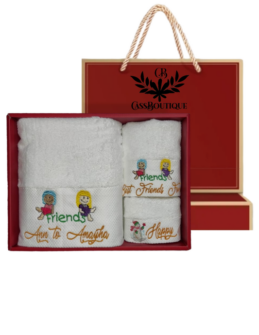 3Pieces Best Friend Ever embroidery Towel gift sets