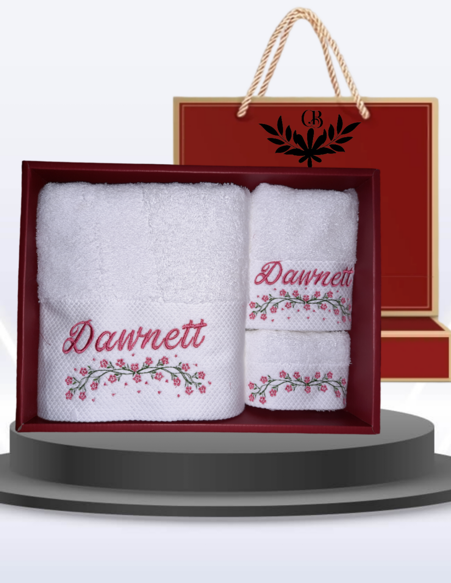 3 Pieces Dawnet-Roses Embroidery towels