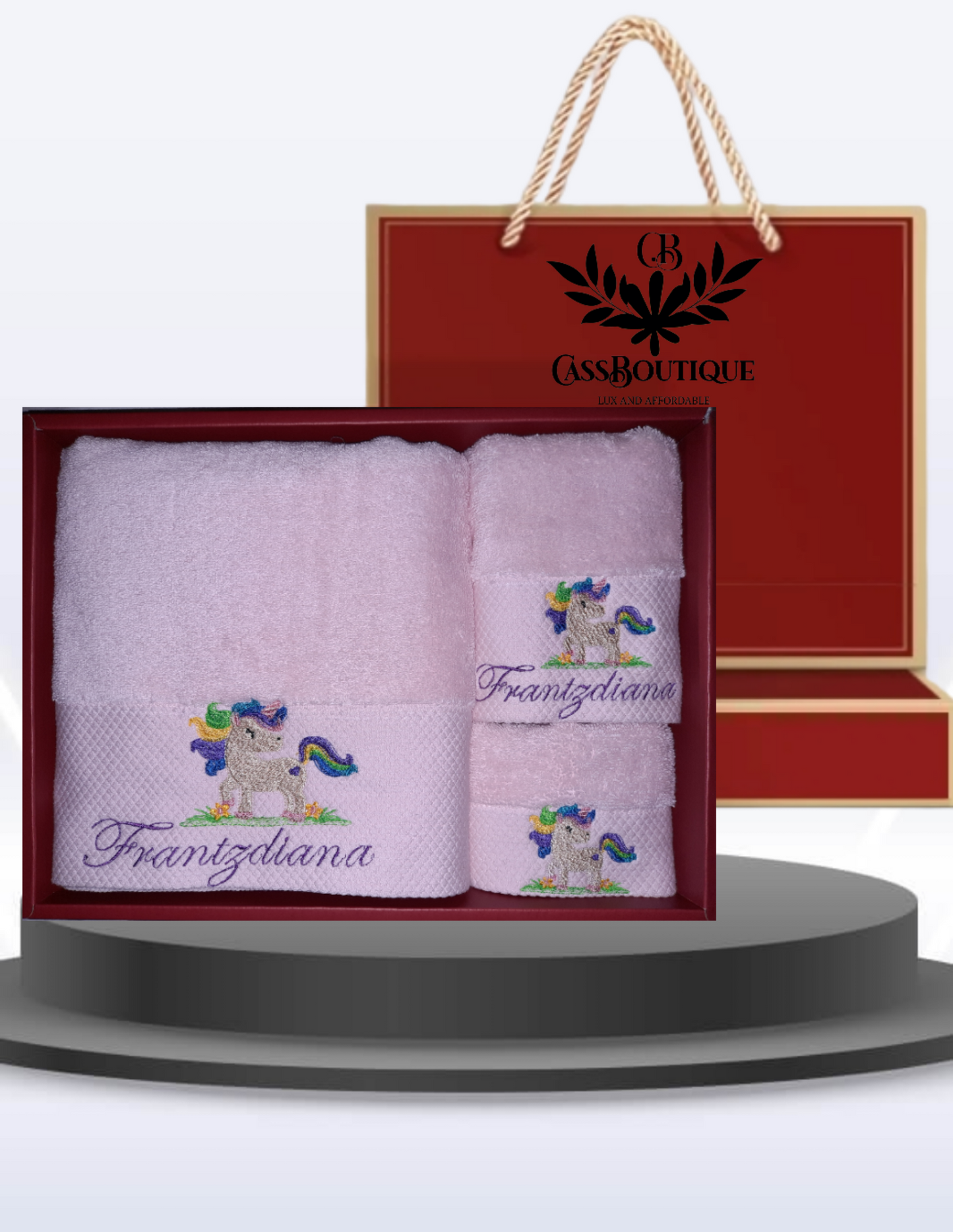 3pieces Unicorn Embroidery Towels Gifts Sets