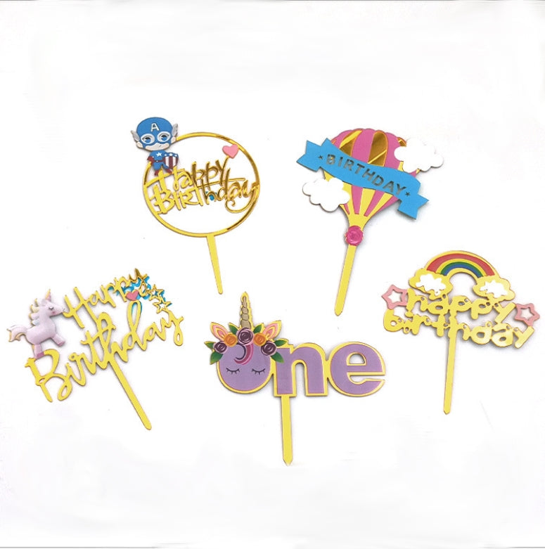 5 Pieces Mini Kids Cake Topper